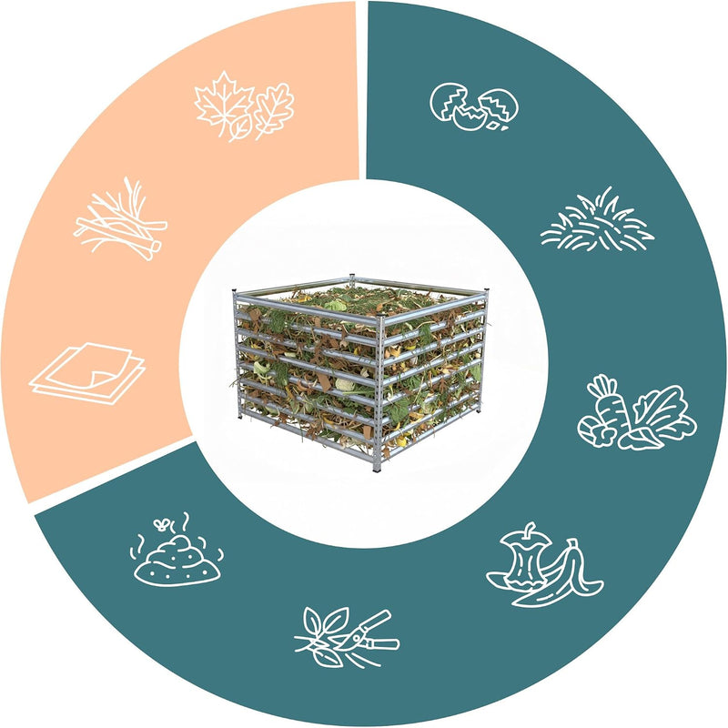 Metal Composter Garden Bin 900L Leaf Steel