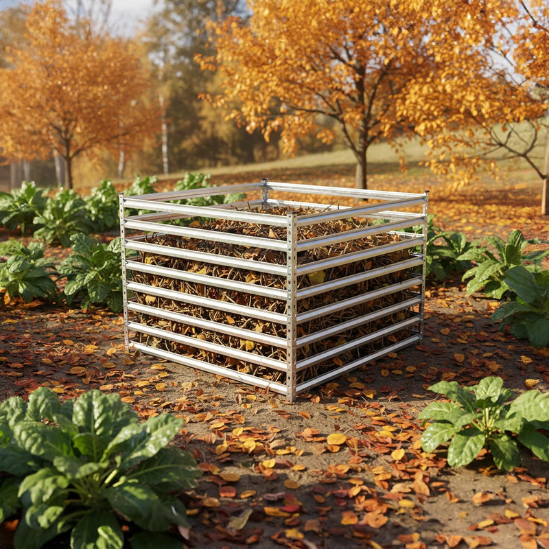 Metal Composter Garden Bin 900L Leaf Steel