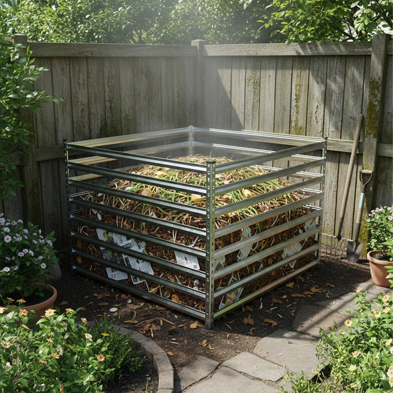Metal Composter Garden Bin 900L Leaf Steel