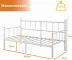 Metal Day Bed Frame with Headboard and Slatted