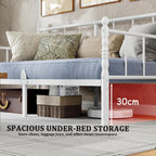 Metal Day Bed Frame with Headboard and Slatted