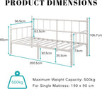 Metal Day Bed Frame with Headboard Underbed Storage