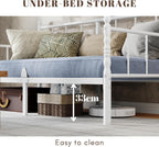 Metal Day Bed Frame with Headboard Underbed Storage