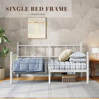 Metal Day Bed Frame with Headboard Underbed Storage