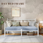 Metal Day Bed Frame with Headboard Underbed Storage