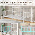 Metal Day Bed Frame with Headboard Underbed Storage