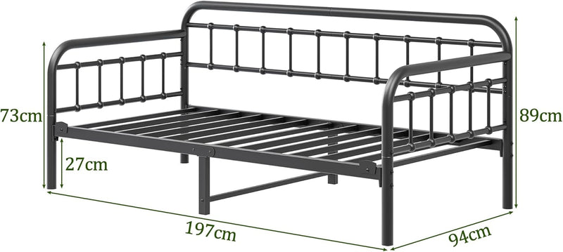 Metal Daybed Frame Bed Size with Steel Slats