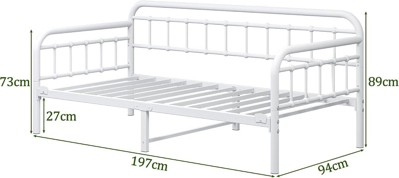 Metal Daybed Frame Bed Size with Steel Slats