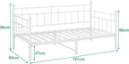 Metal Daybed Frame Sofa Bed Steel Slats Platform