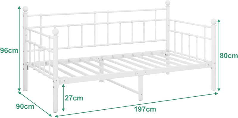 Metal Daybed Frame Sofa Bed Steel Slats Platform