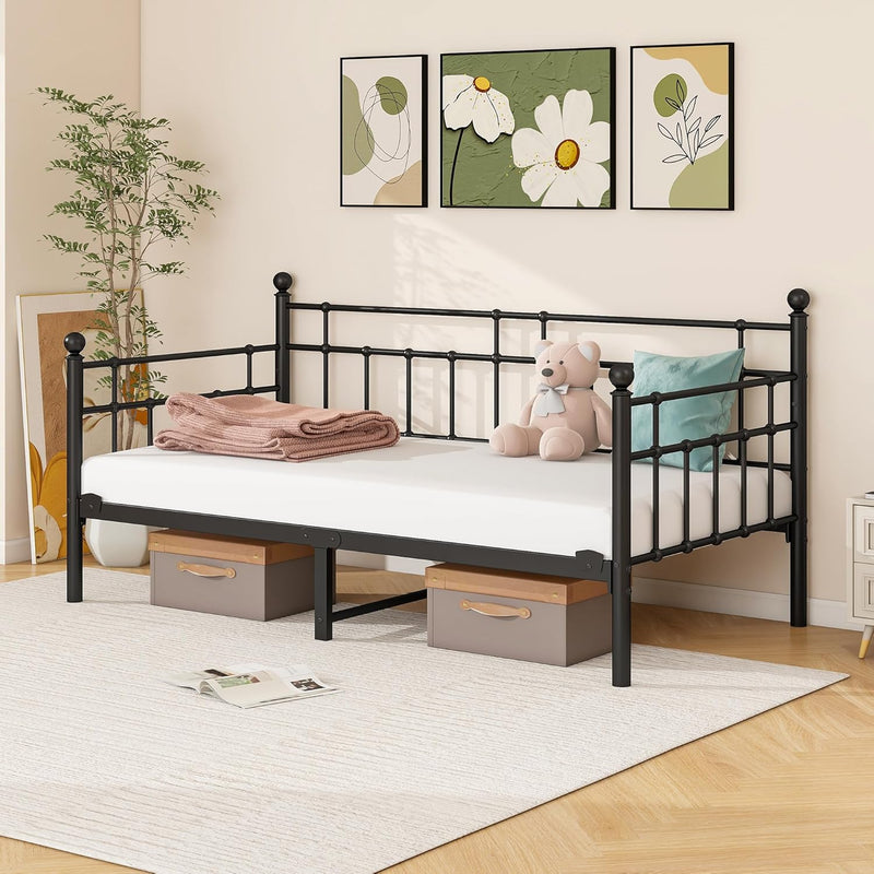Metal Daybed Frame Sofa Bed Steel Slats Platform