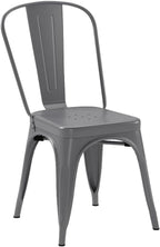 Metal Dining Chairs with Backrest Stackable Bistro Kitchen (Set of 4)
