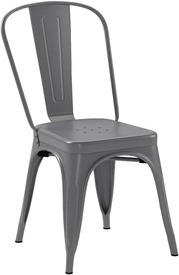 Metal Dining Chairs with Backrest Stackable Bistro Kitchen (Set of 4)