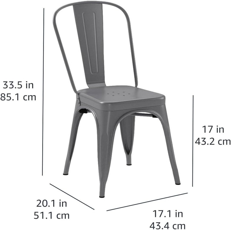 Metal Dining Chairs with Backrest Stackable Bistro Kitchen (Set of 4)