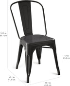 Metal Dining Chairs with Backrest Stackable Bistro Kitchen (Set of 4)