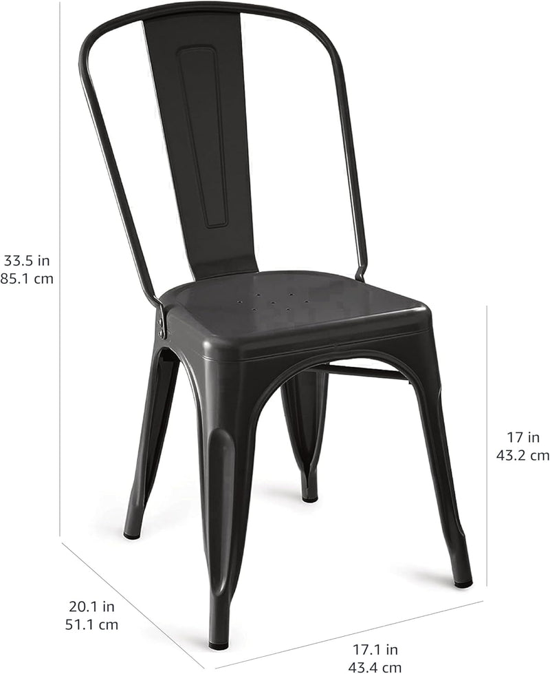 Metal Dining Chairs with Backrest Stackable Bistro Kitchen (Set of 4)