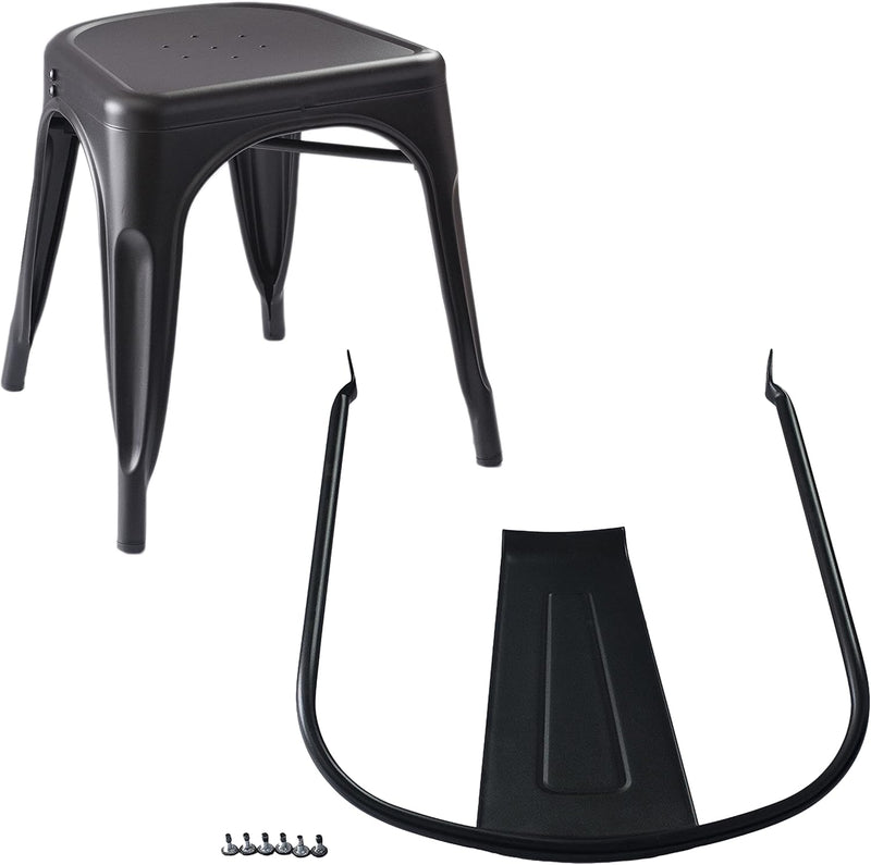 Metal Dining Chairs with Backrest Stackable Bistro Kitchen (Set of 4)