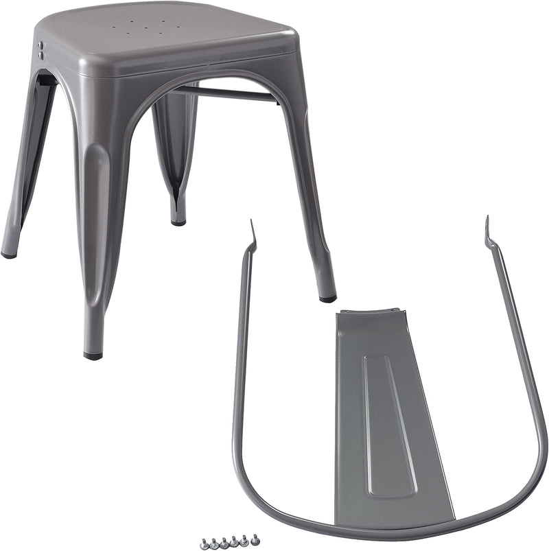 Metal Dining Chairs with Backrest Stackable Bistro Kitchen (Set of 4)