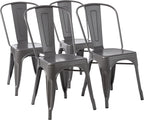 Metal Dining Chairs with Backrest Stackable Bistro Kitchen (Set of 4)