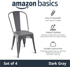 Metal Dining Chairs with Backrest Stackable Bistro Kitchen (Set of 4)