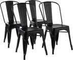 Metal Dining Chairs with Backrest Stackable Bistro Kitchen (Set of 4)