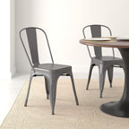 Metal Dining Chairs with Backrest Stackable Bistro Kitchen (Set of 4)