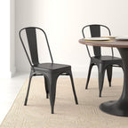 Metal Dining Chairs with Backrest Stackable Bistro Kitchen (Set of 4)
