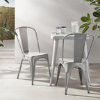 Metal Dining Chairs with Backrest Stackable Bistro Kitchen (Set of 4)