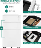 Metal File Cabinet with 3 Lockable Drawers Mobile