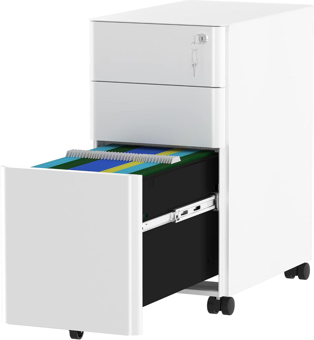 Metal File Cabinet with 3 Lockable Drawers Mobile