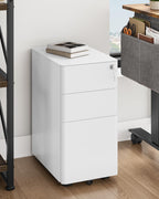 Metal File Cabinet with 3 Lockable Drawers Mobile