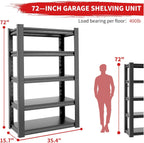 Metal Garage Storage Shelves 72"x35.4"x15.7"garage Shelving