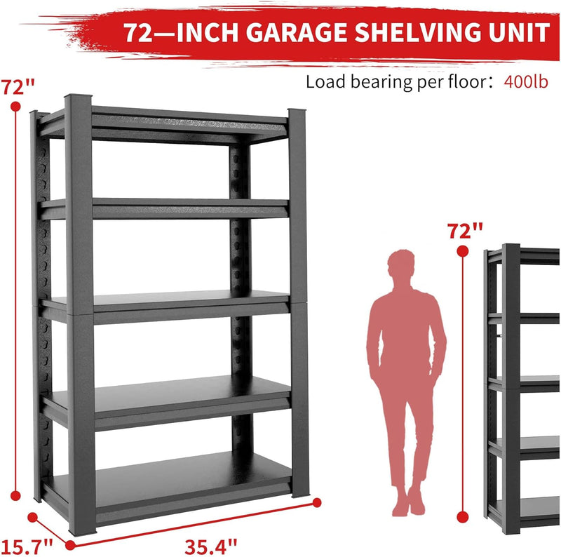 Metal Garage Storage Shelves 72"x35.4"x15.7"garage Shelving