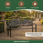 Metal Garden Bench with Cast Iron Puppies Backrest