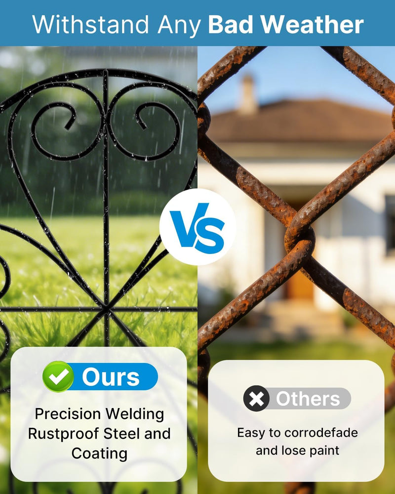 Metal Garden Fence Panels 60CM H X 32CM