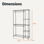 Metal Hanging Storage Organiser Rack Wardrobe with Shelves