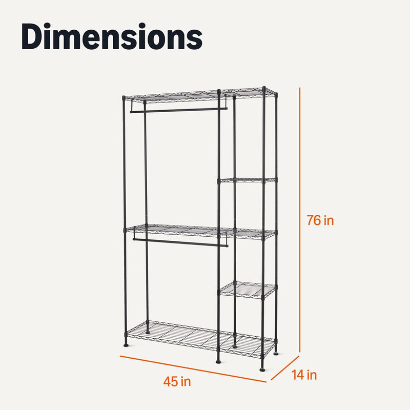 Metal Hanging Storage Organiser Rack Wardrobe with Shelves