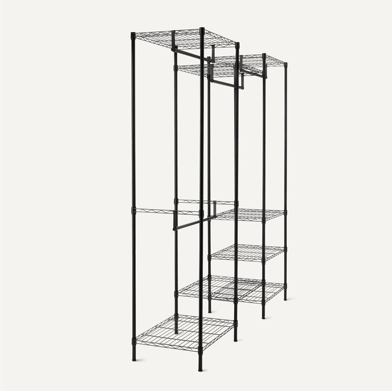 Metal Hanging Storage Organiser Rack Wardrobe with Shelves