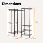 Metal Hanging Storage Organiser Rack Wardrobe with Shelves
