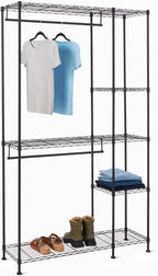 Metal Hanging Storage Organiser Rack Wardrobe with Shelves
