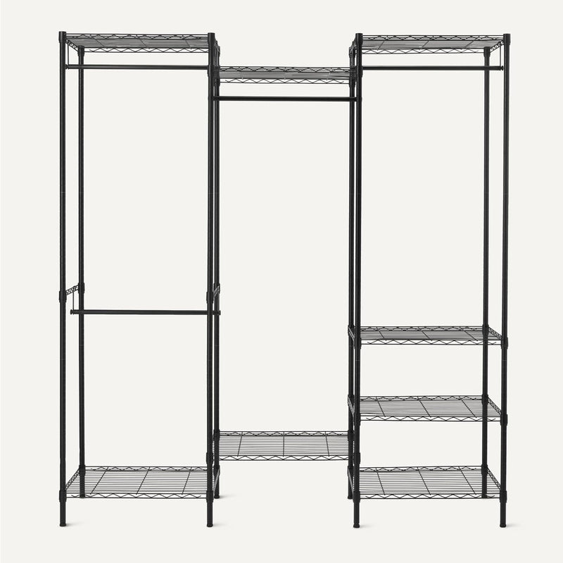 Metal Hanging Storage Organiser Rack Wardrobe with Shelves