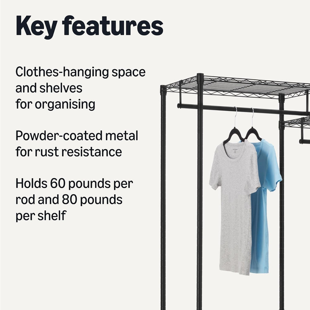 Metal Hanging Storage Organiser Rack Wardrobe with Shelves