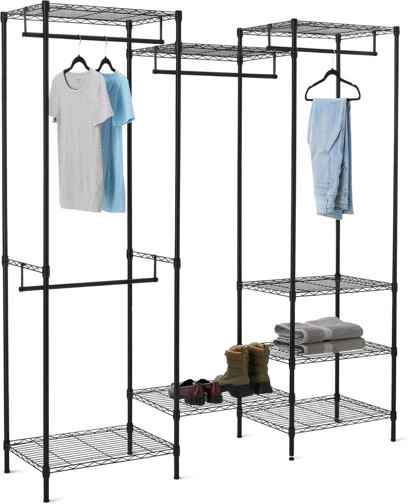 Metal Hanging Storage Organiser Rack Wardrobe with Shelves