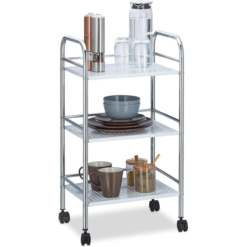 Metal Home Serving Cart with 3 Shelves Tiers