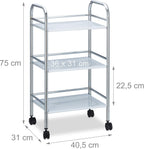 Metal Home Serving Cart with 3 Shelves Tiers
