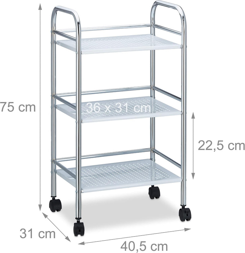Metal Home Serving Cart with 3 Shelves Tiers