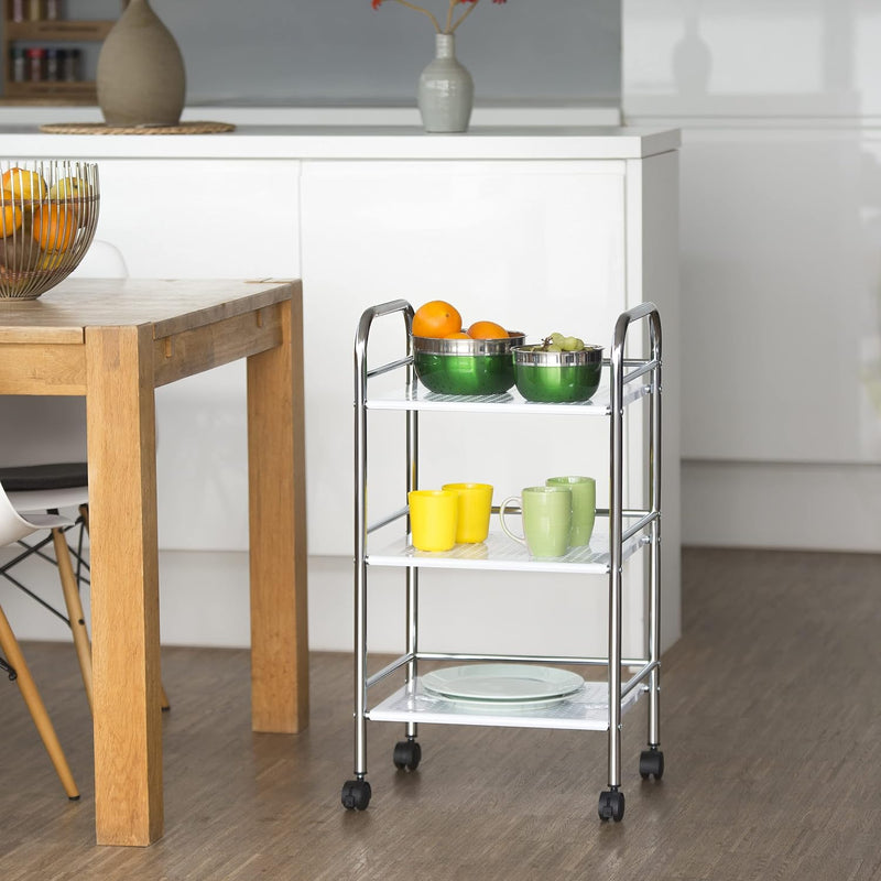 Metal Home Serving Cart with 3 Shelves Tiers