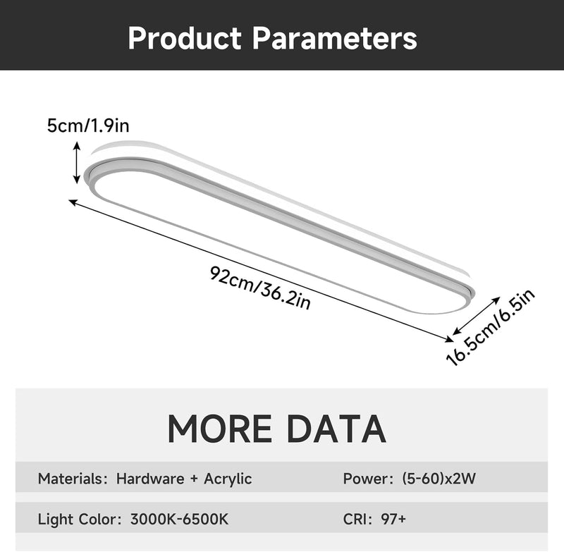 LED Ceiling Light Dimmable Modern Metal Linear