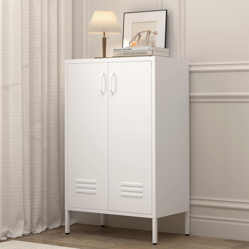 Metal Locker Storage Cabinet Accent Pantry with Doors