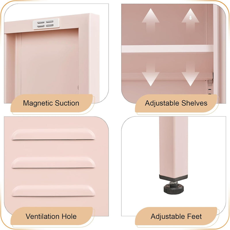 Metal Locker Storage Cabinet Accent Pantry with Doors